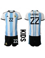 Argentiina Lautaro Martinez #22 Kotipaita Lasten MM-kisat 2022 Lyhythihainen (+ shortsit)